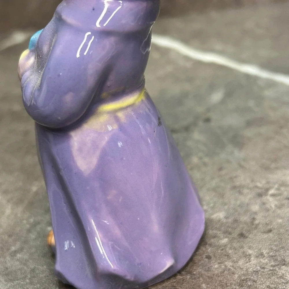 Vintage Japan Ceramic Monk Salt and Pepper Shakers Purple H9079 Mid Century Set